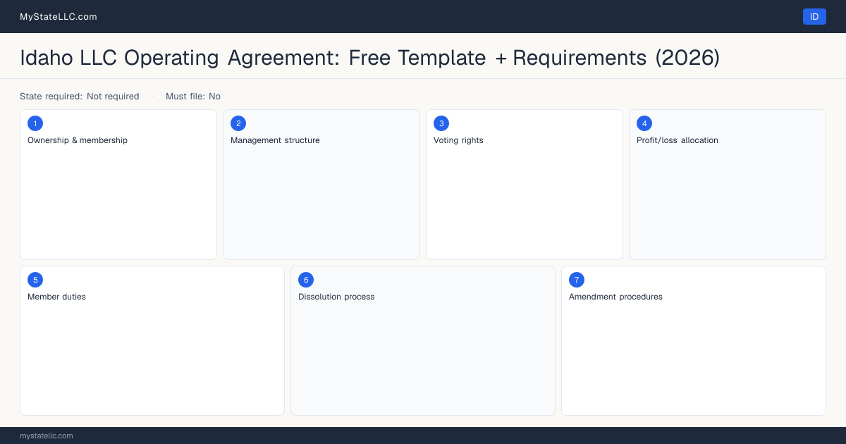 Idaho LLC Operating Agreement — key sections