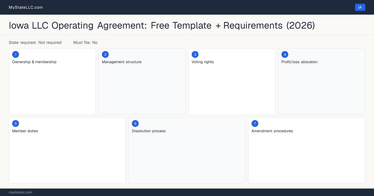Iowa LLC Operating Agreement — key sections