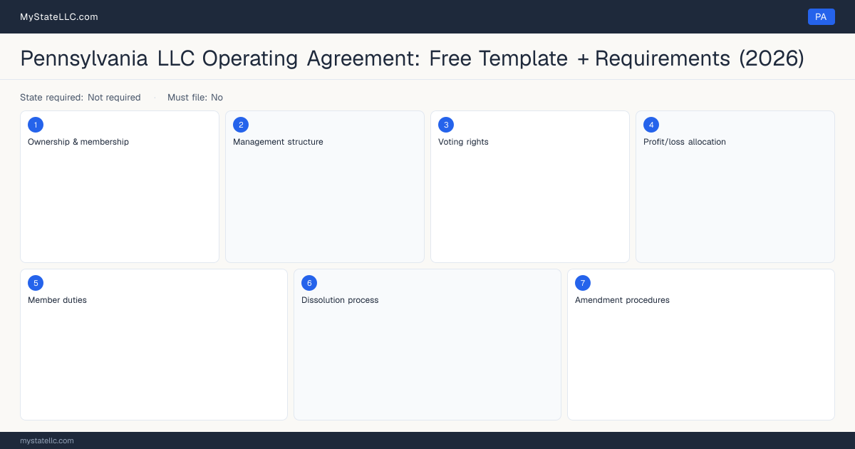 Pennsylvania LLC Operating Agreement — key sections
