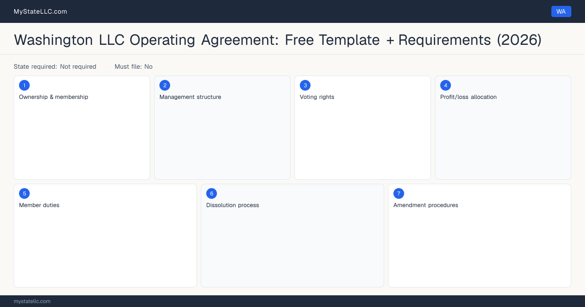 Washington LLC Operating Agreement — key sections