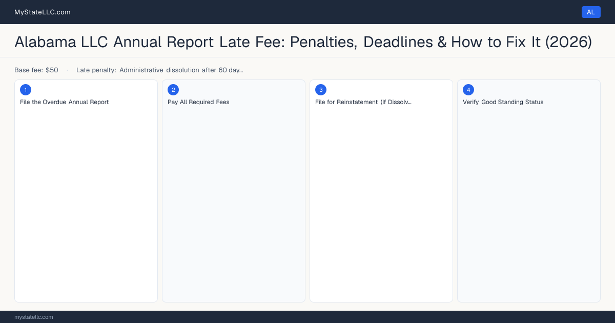 Alabama LLC Late Fee — how to fix step diagram