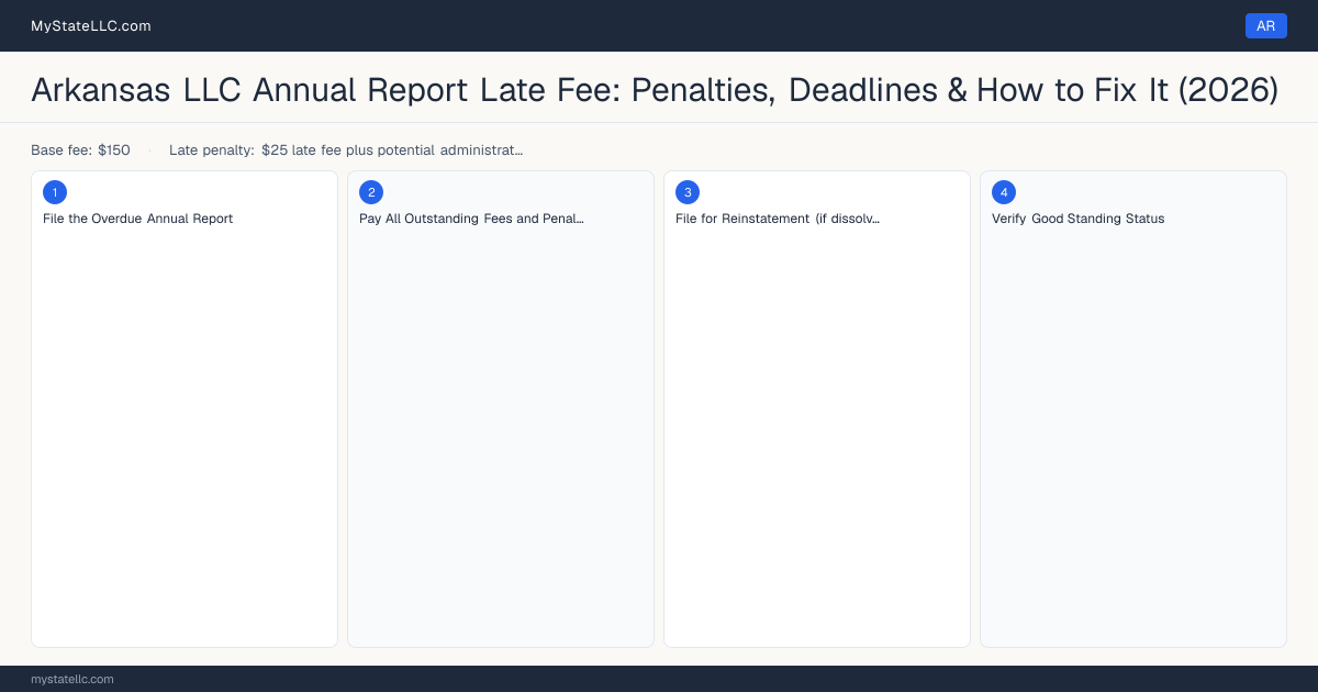 Arkansas LLC Late Fee — how to fix step diagram