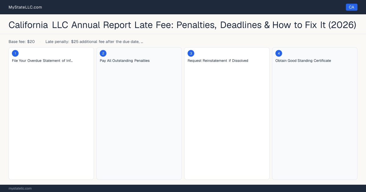 California LLC Late Fee — how to fix step diagram