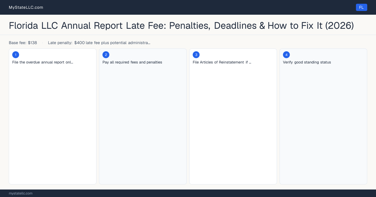 Florida LLC Late Fee — how to fix step diagram