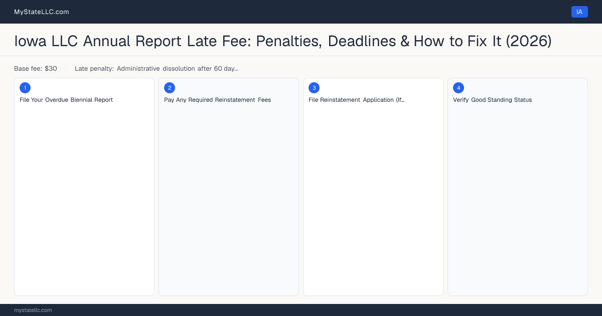 Iowa LLC Late Fee — how to fix step diagram