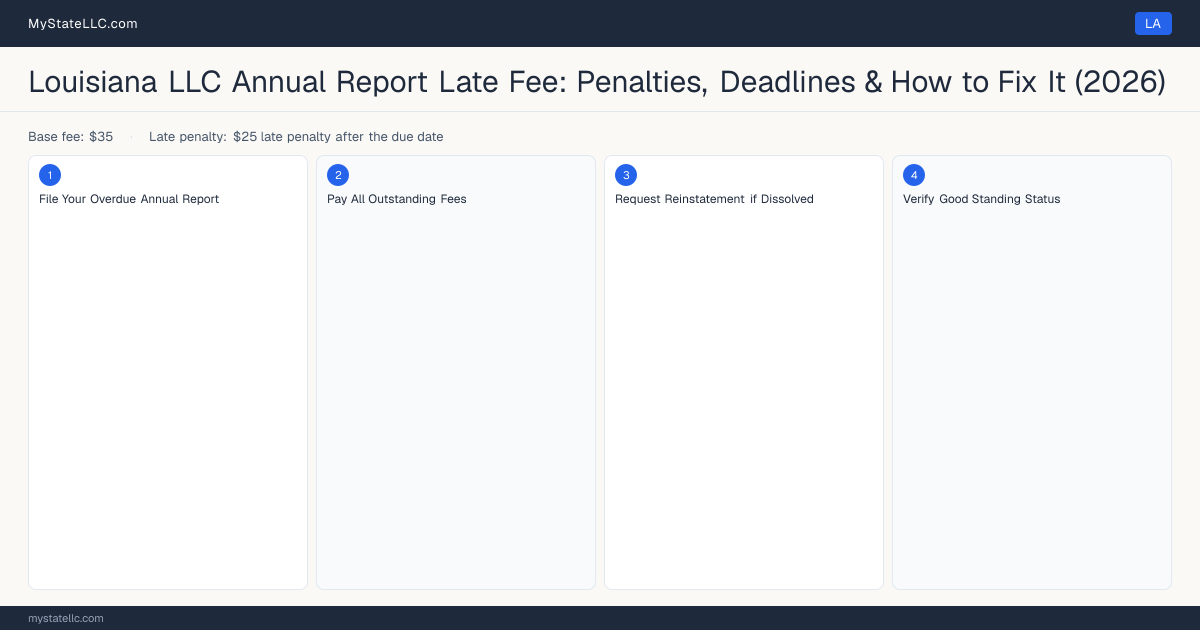Louisiana LLC Late Fee — how to fix step diagram