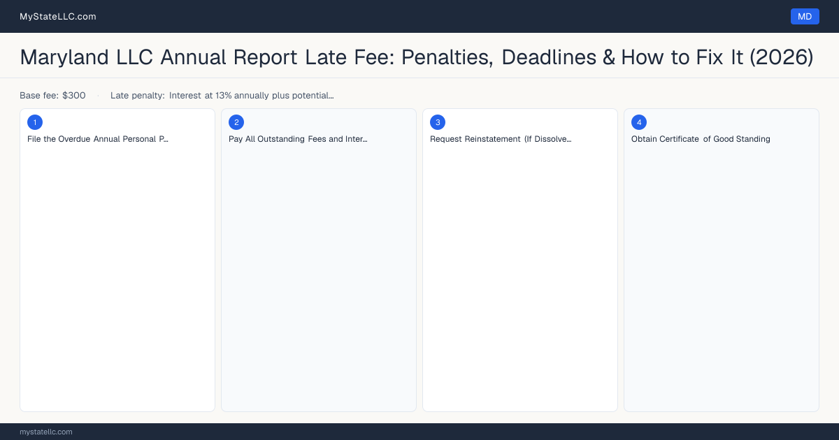 Maryland LLC Late Fee — how to fix step diagram