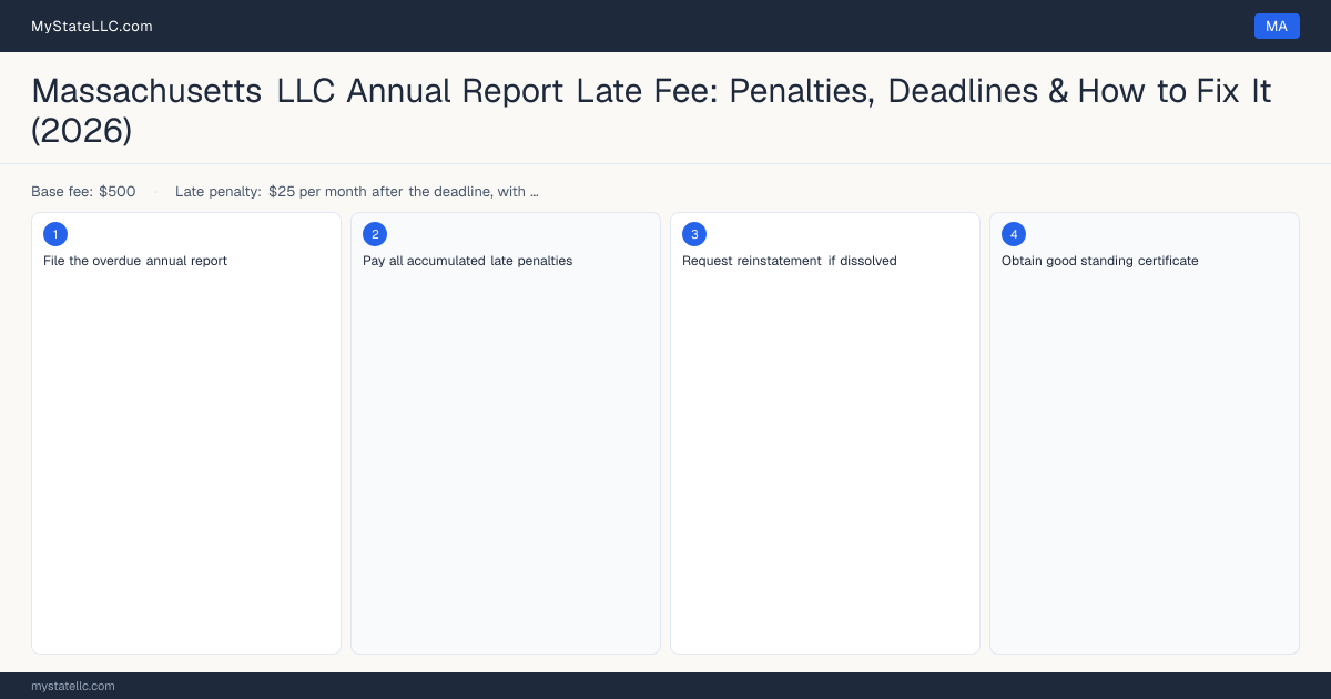 Massachusetts LLC Late Fee — how to fix step diagram