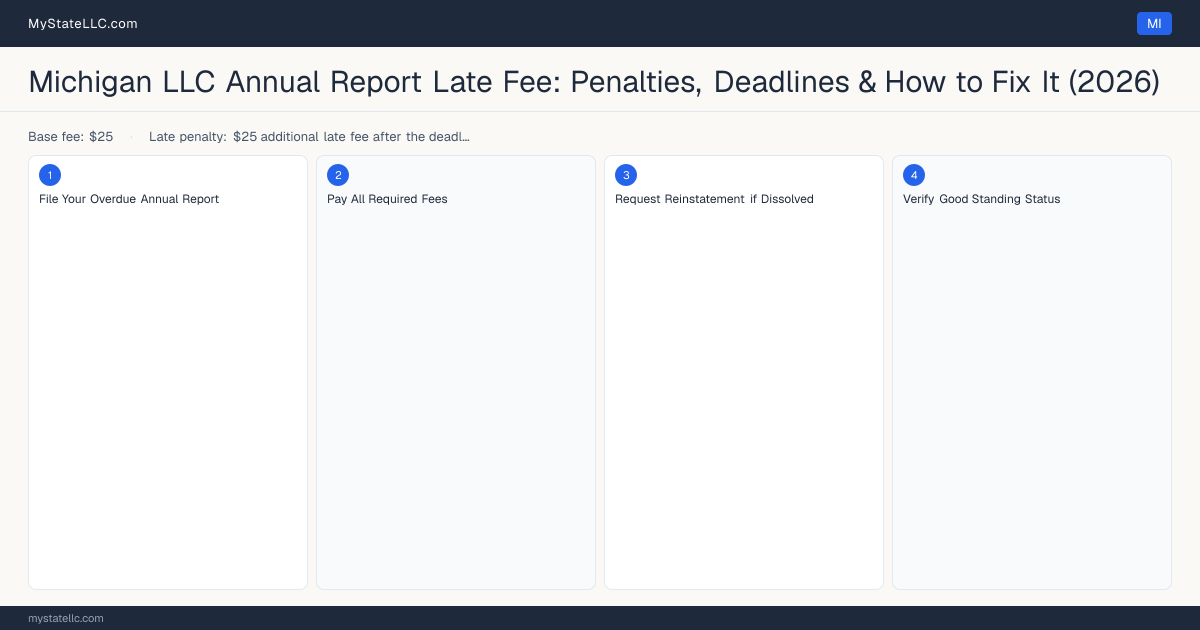 Michigan LLC Late Fee — how to fix step diagram