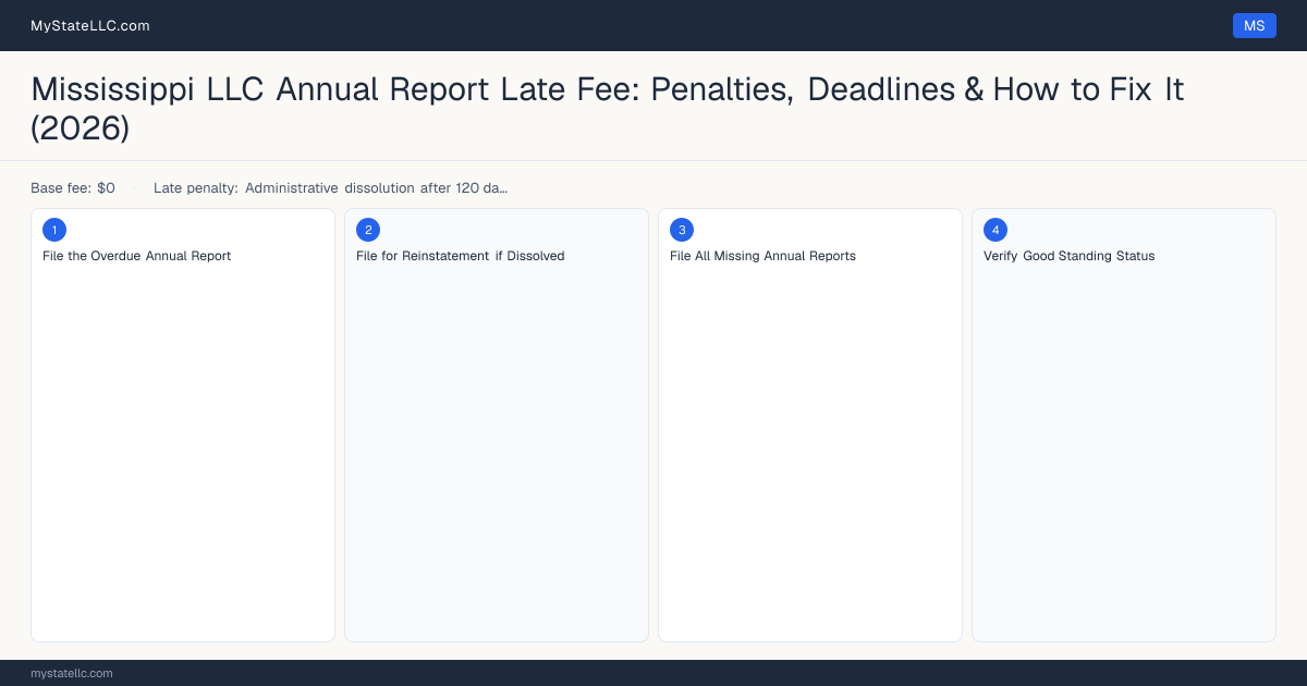 Mississippi LLC Late Fee — how to fix step diagram
