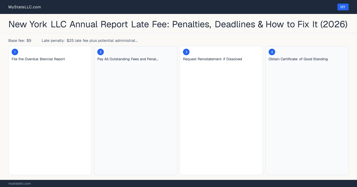 New York LLC Late Fee — how to fix step diagram