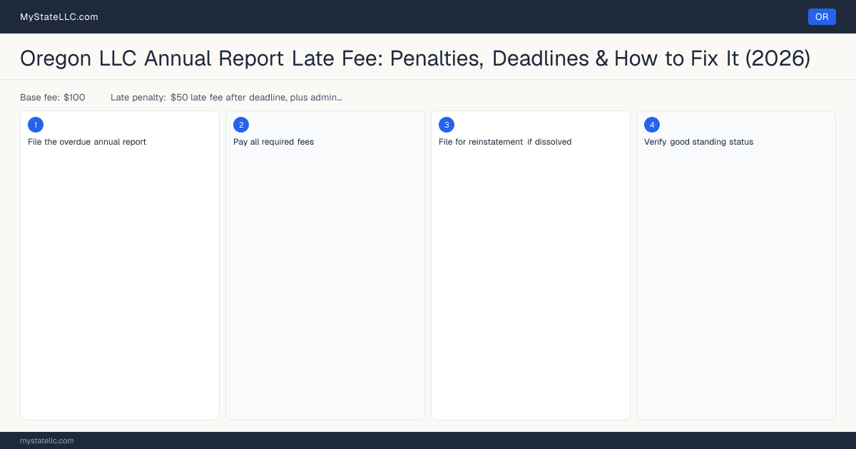 Oregon LLC Late Fee — how to fix step diagram
