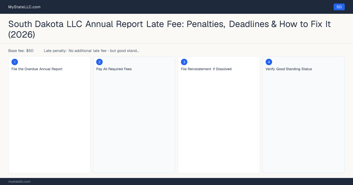 South Dakota LLC Late Fee — how to fix step diagram