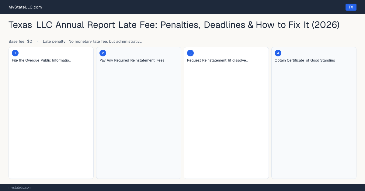 Texas LLC Late Fee — how to fix step diagram