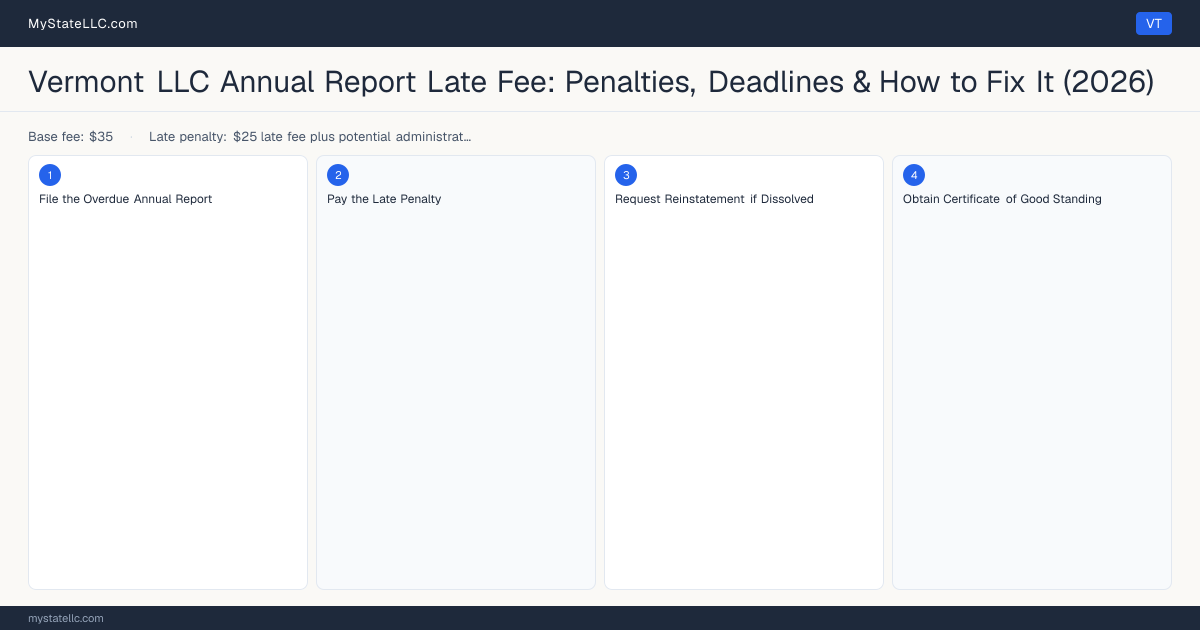 Vermont LLC Late Fee — how to fix step diagram