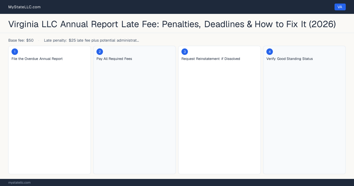 Virginia LLC Late Fee — how to fix step diagram